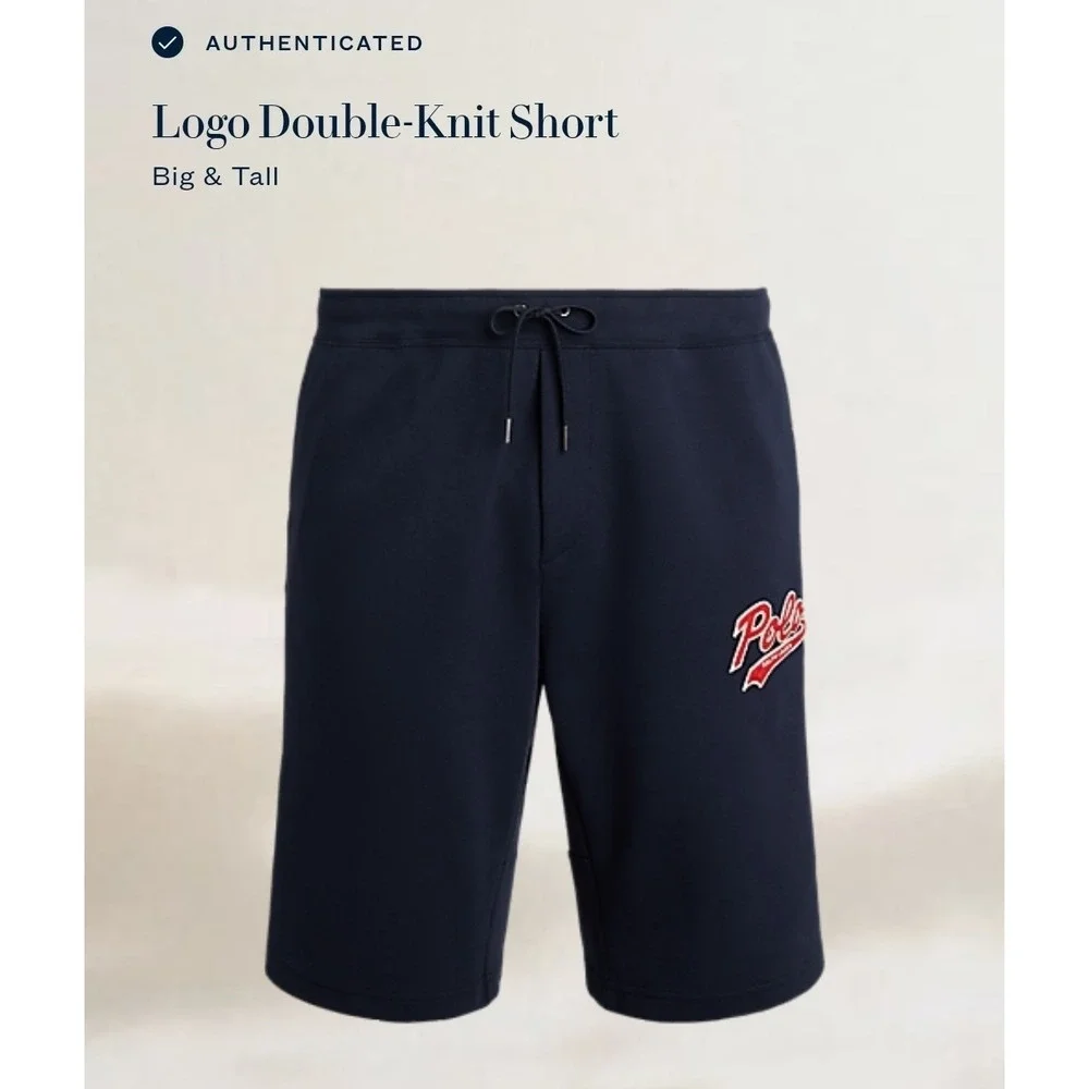 Polo Ralph Lauren Navy Blue Fleece Elastic Waste Shorts Stitched Logo Men's 3XB